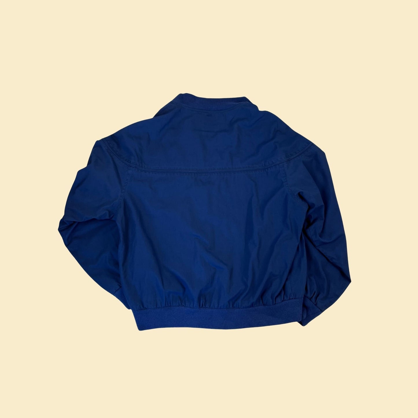 Vintage 80s blue bomber windbreaker by Four Seasons, size L, 1980s zip up cotton jacket