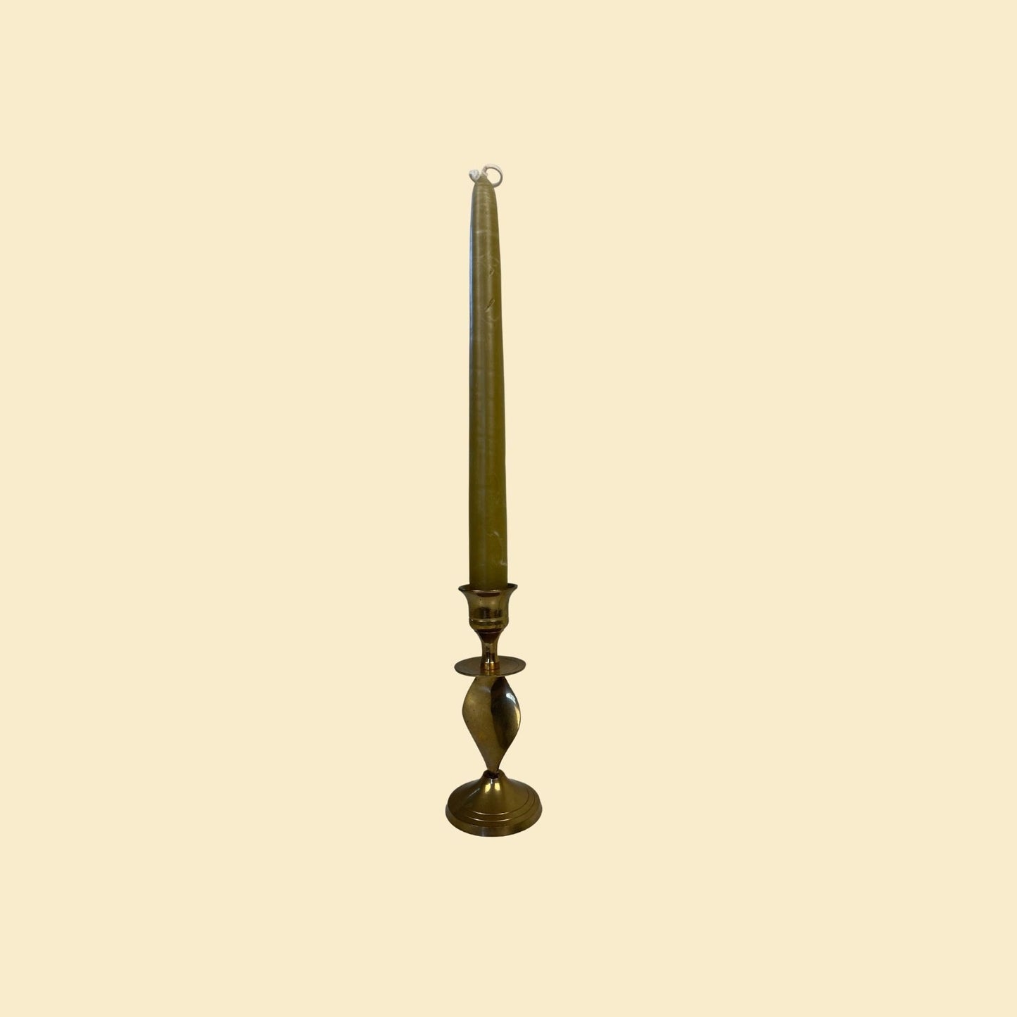 Vintage brass candlestick holder, 1980s ribbon twist design solid brass taper candle holder