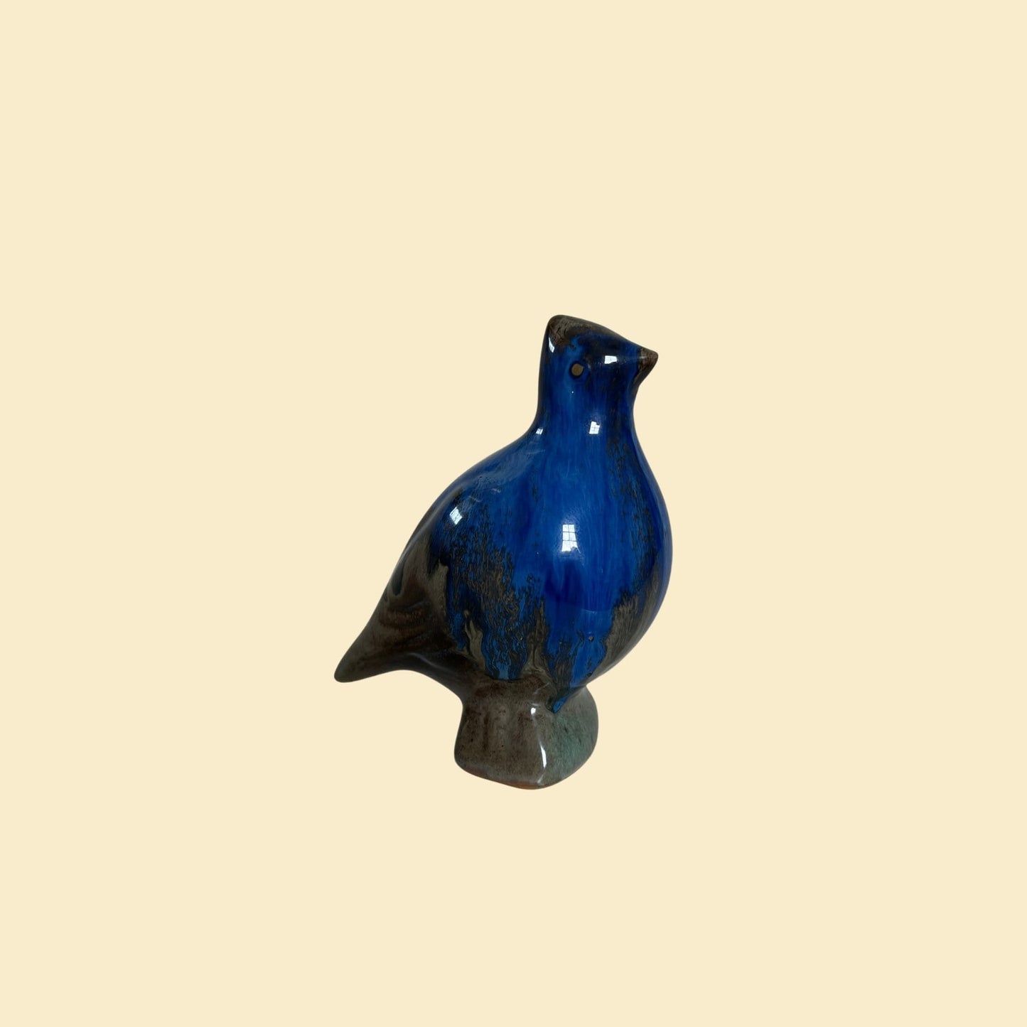 Vintage blue ceramic bird, 1990s blue & grey ceramic bird statue