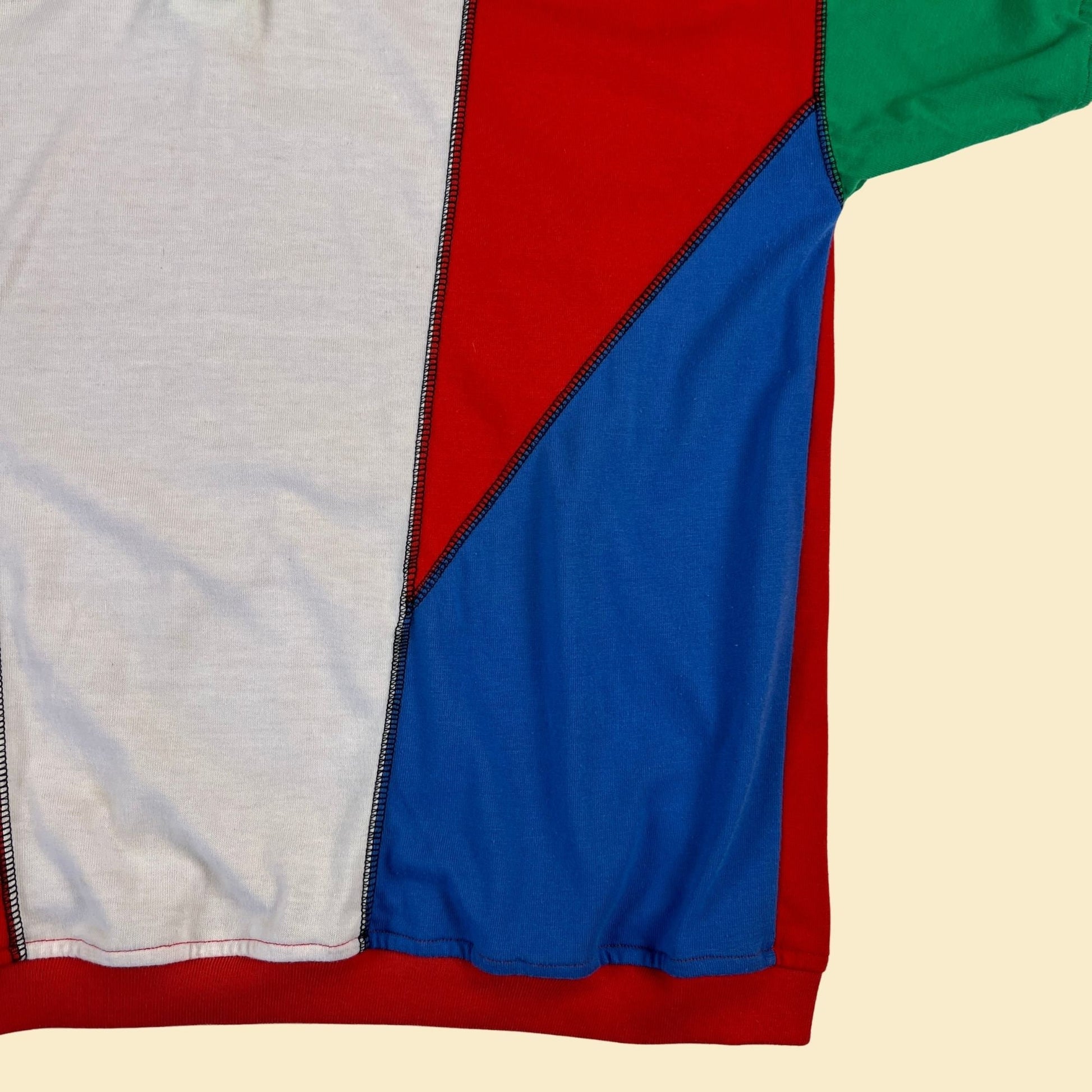 90s colorblock polo shirt, women's M vintage Goola Gong red, green, blue & white short sleeve casual top