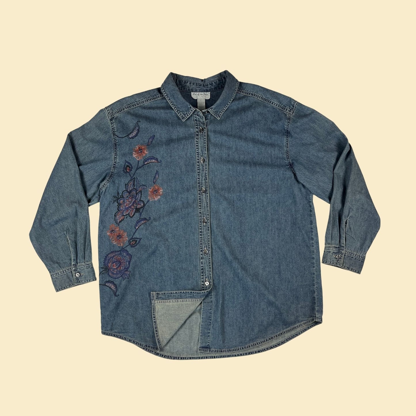 90s / Y2K floral denim shirt by Out of the Blue J. Jill Denim