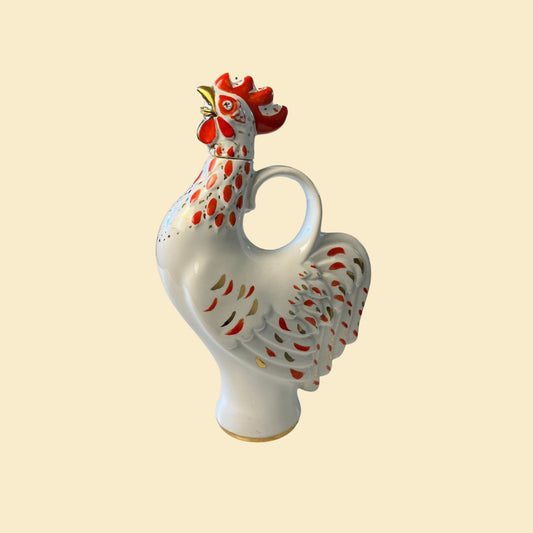 1950s rooster statue, vintage 50s hand painted rooster decanter