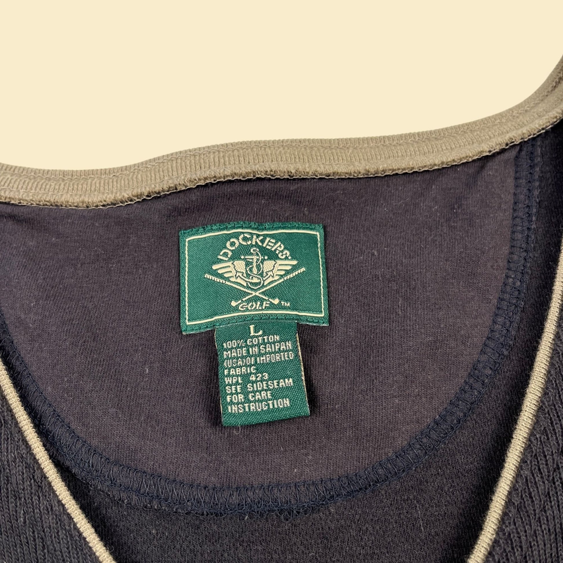 90s size L golf vest, men's black & green sweater vest by Dockers Golf