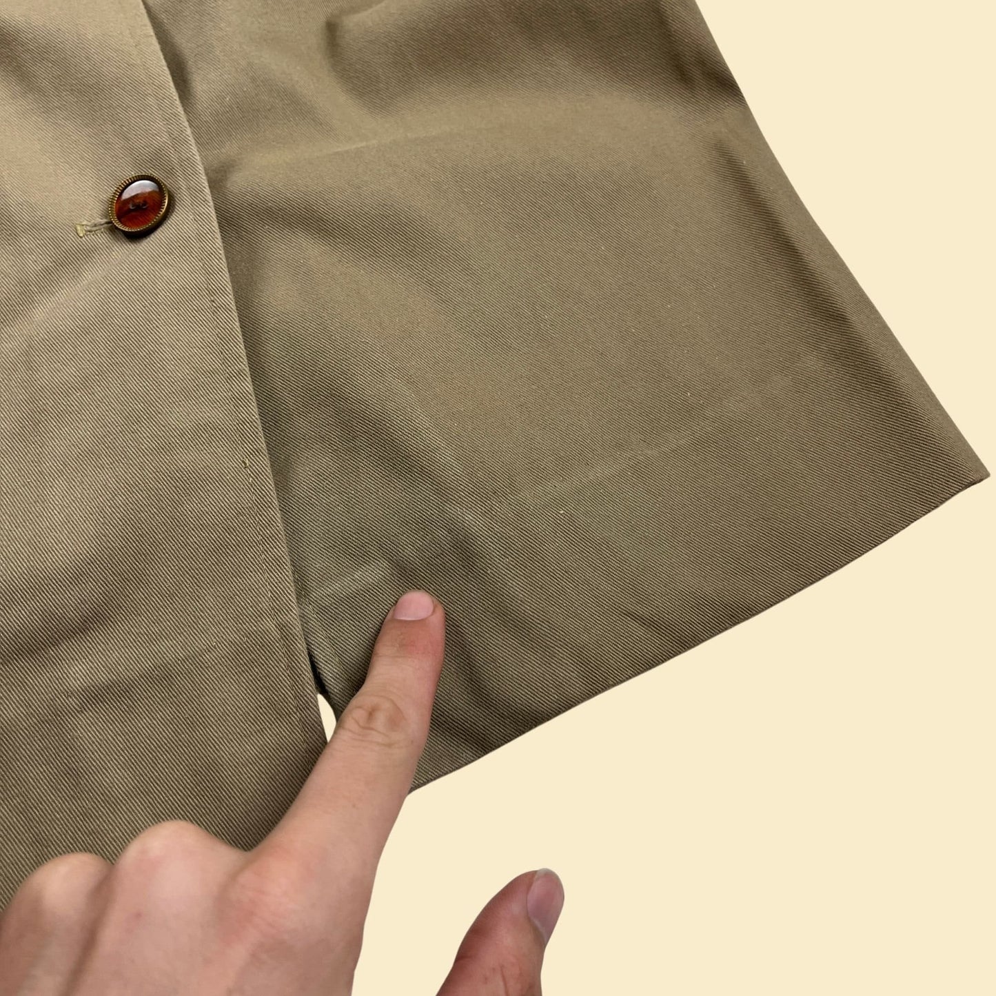 1970s khaki shirt dress by Et Al, vintage tan button down belted short-sleeve below-the-knee dress