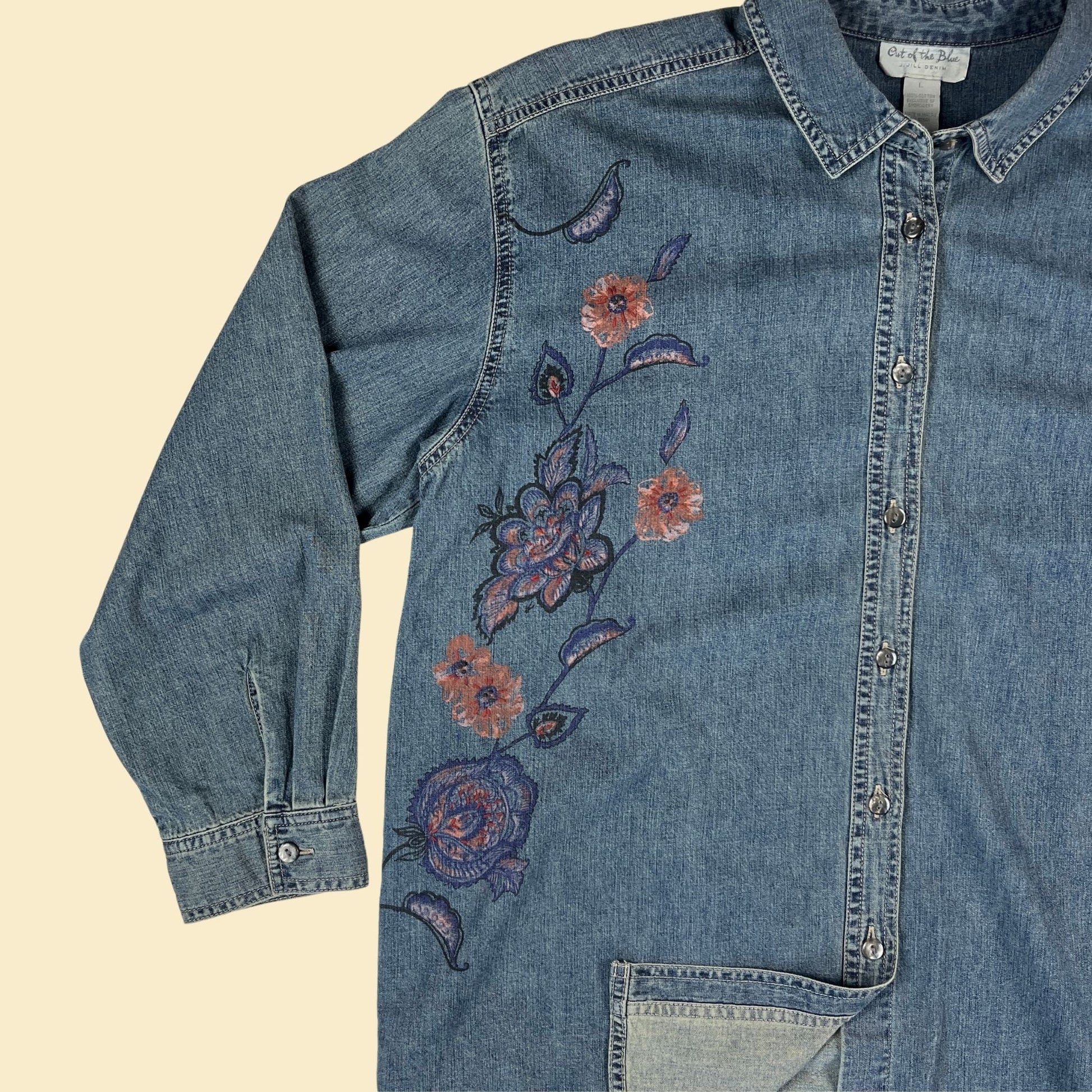 90s / Y2K floral denim shirt by Out of the Blue J. Jill Denim