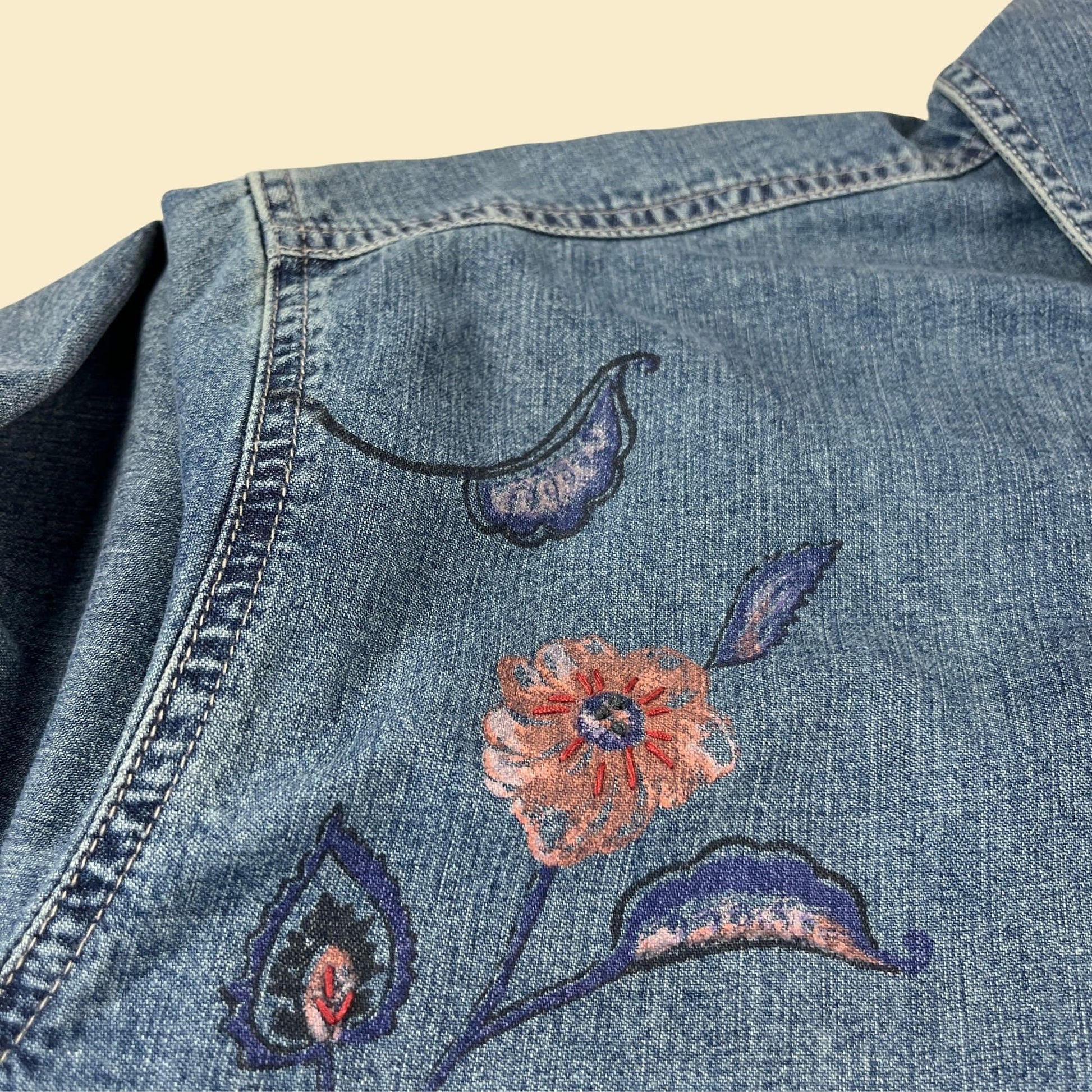 90s / Y2K floral denim shirt by Out of the Blue J. Jill Denim