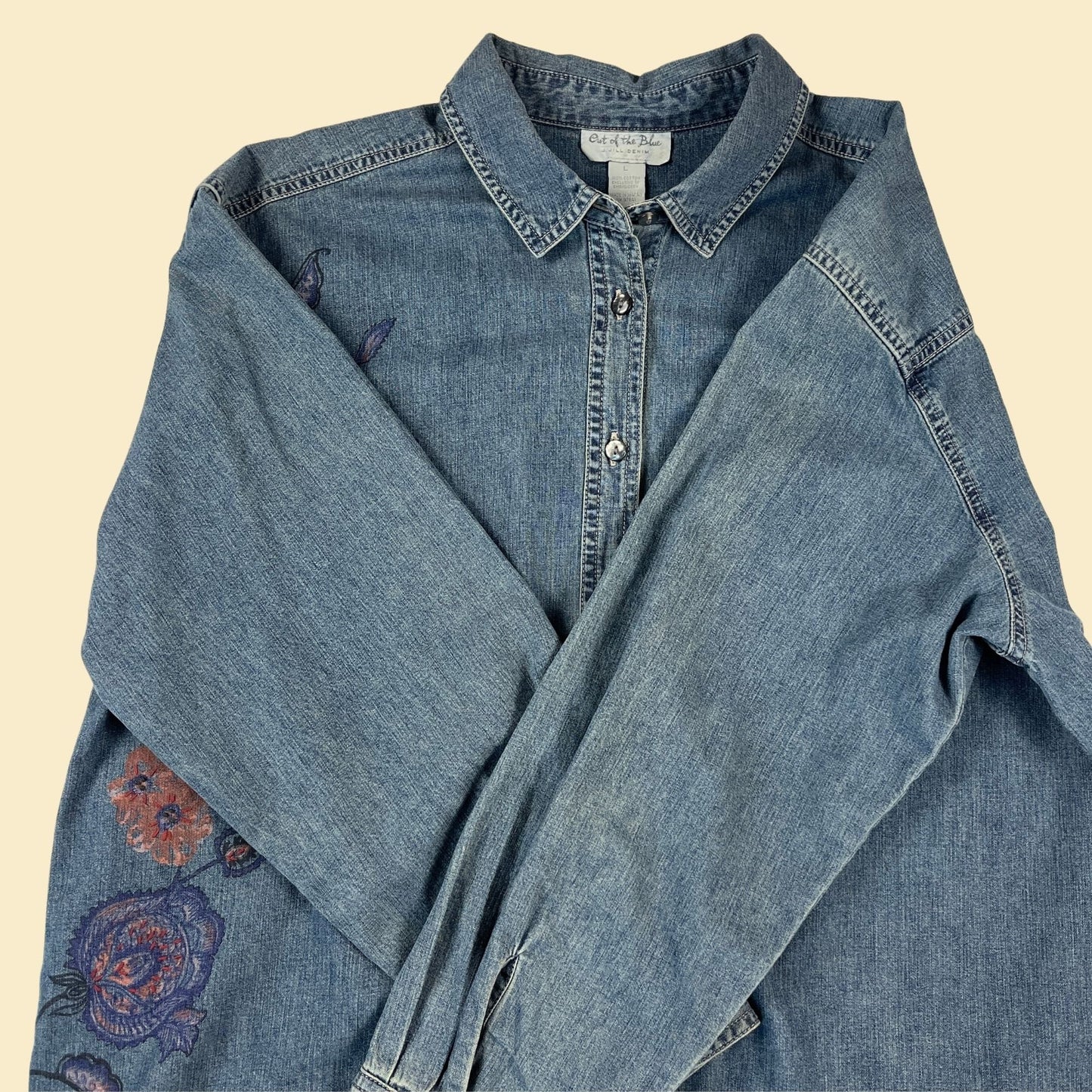 90s / Y2K floral denim shirt by Out of the Blue J. Jill Denim