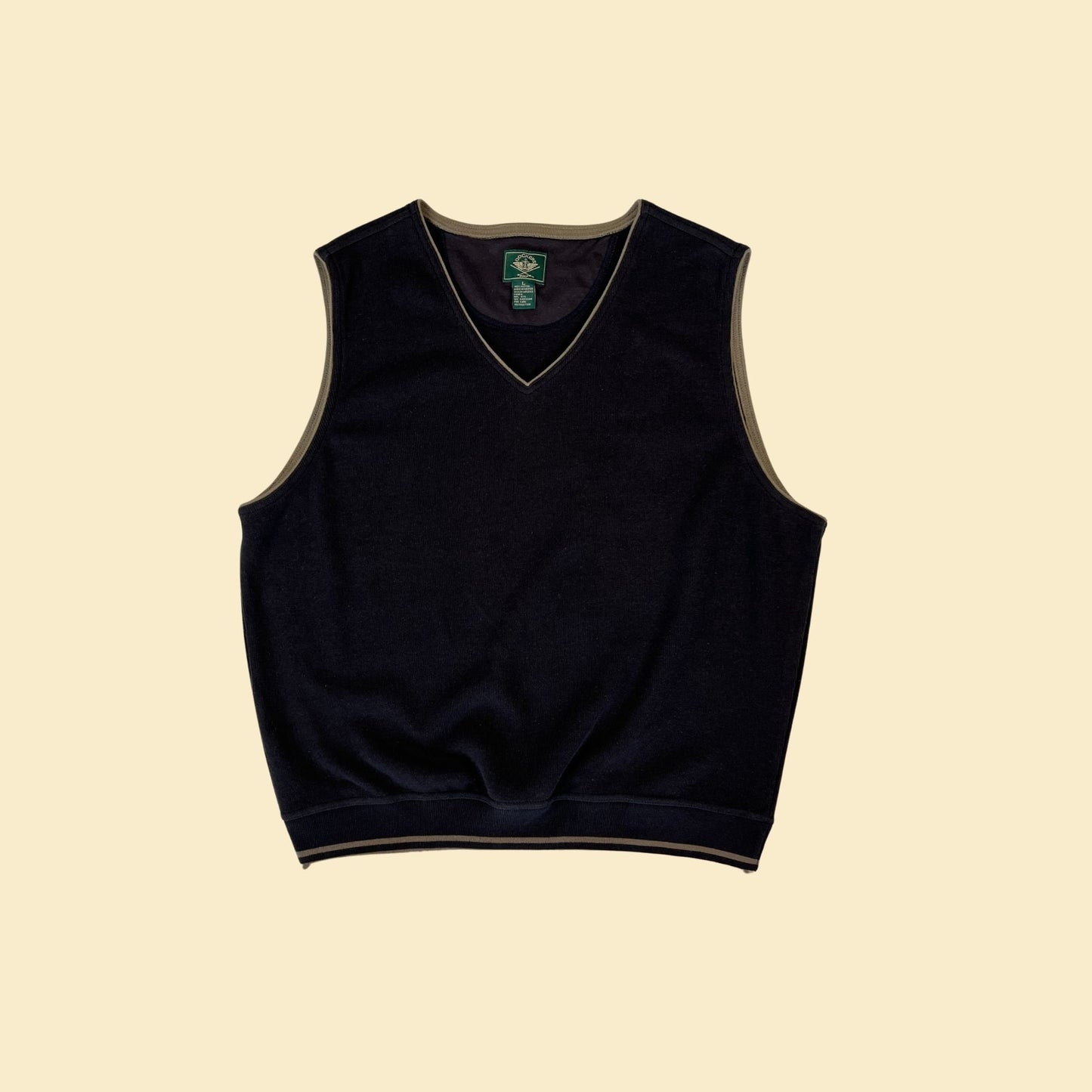 90s size L golf vest, men's black & green sweater vest by Dockers Golf