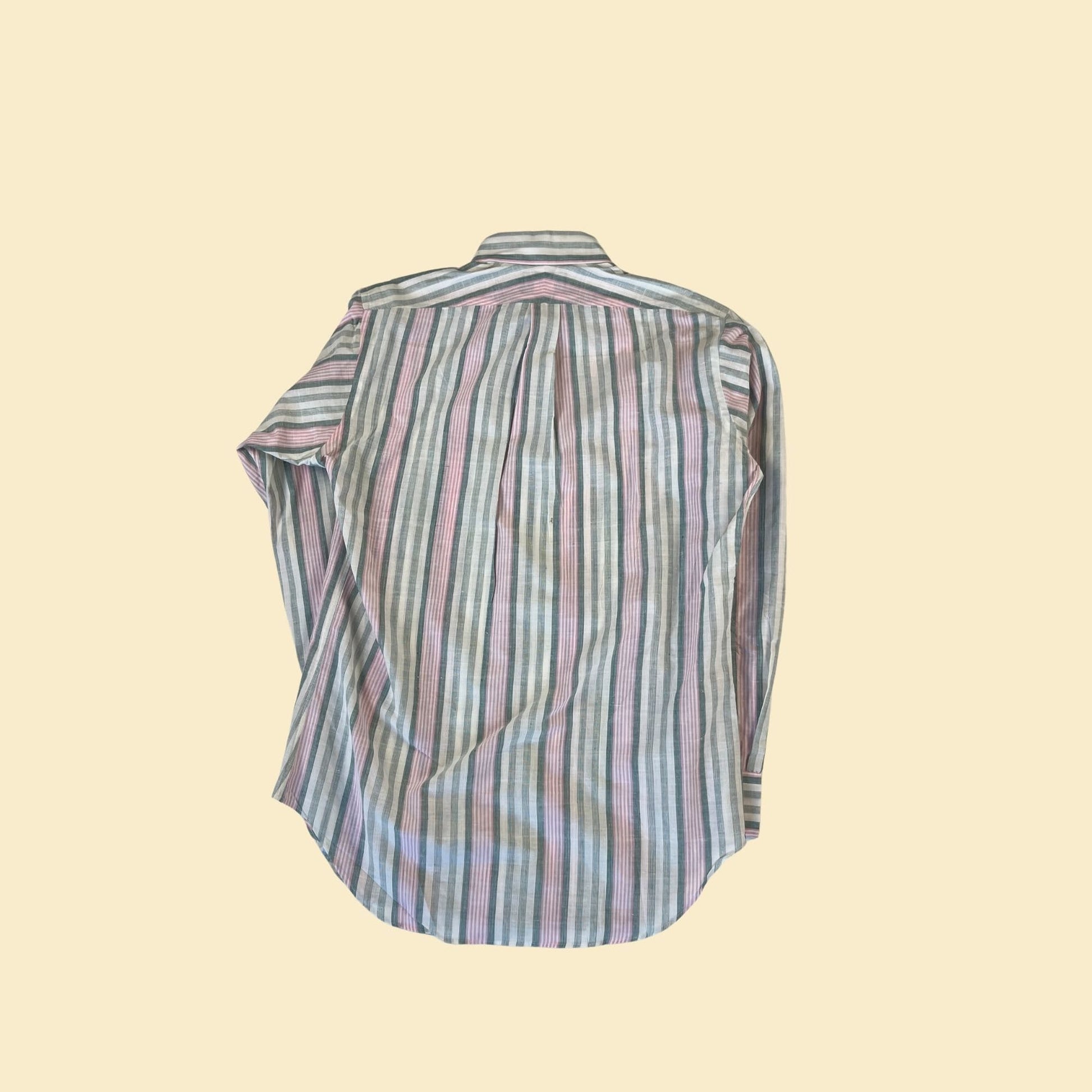 90s Ike Behar linen men's shirt, size S men's striped button down, white & blue